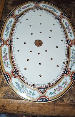 Antiker Minton Chinesischer Schlüssel Oval Fleisch Abtropffläche Teller Viktorianisch 1872