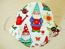 FACE MASK - ADULT - "GARDEN GNOMES" - NEW - REVERSIBLE - HOMEMADE