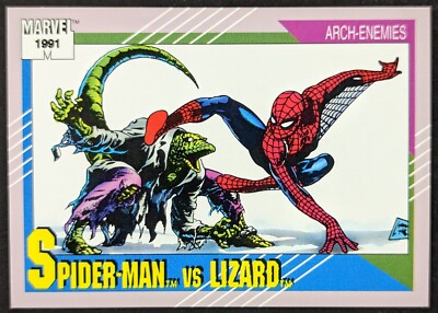 Spiderman vs Lizard 1991 Arch Enemies Marvel Impel Card #112 (NM)