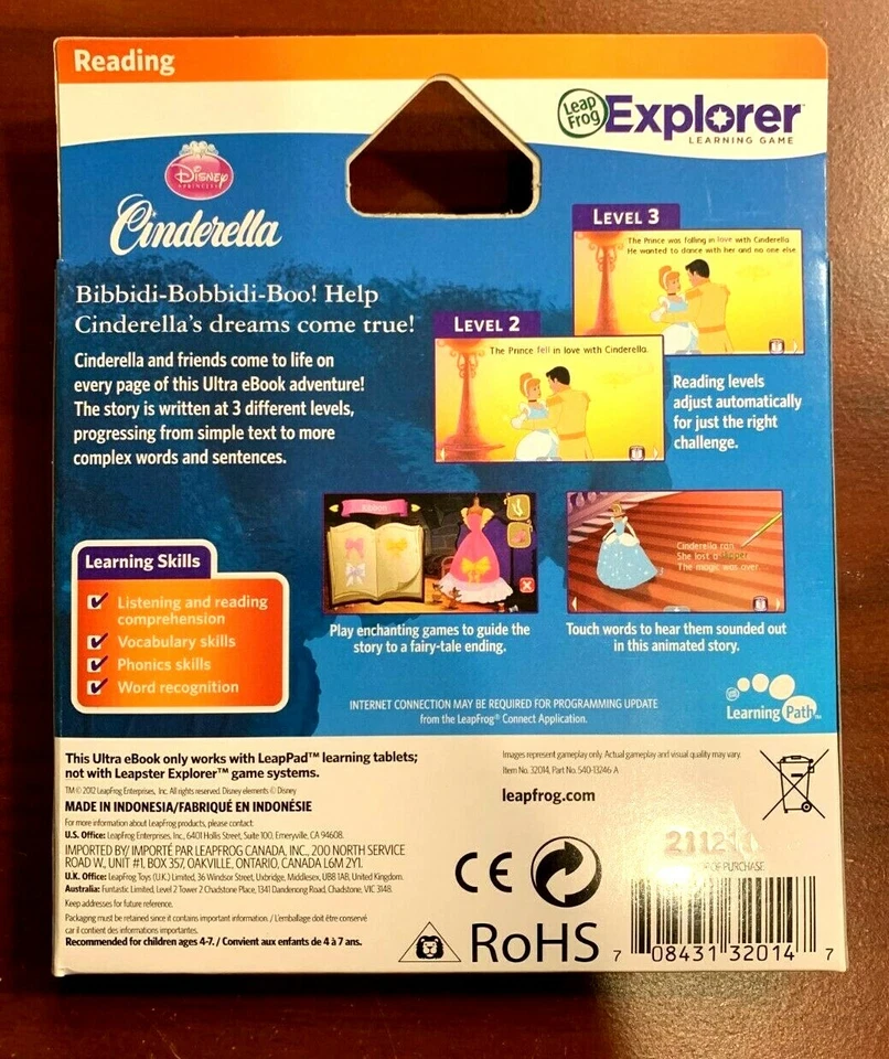 LeapFrog LeapPad Explorer Learn Cinderella Ultra eBook, Leap Pad 1 2 3 Ulti NIB - Image 2 of 2