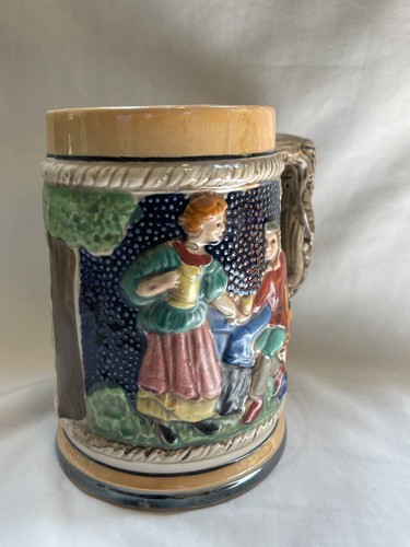 VINTAGE GERMAN HAND PAINTED SCENES BEER STEIN 5 1/2" - Picture 3 of 8