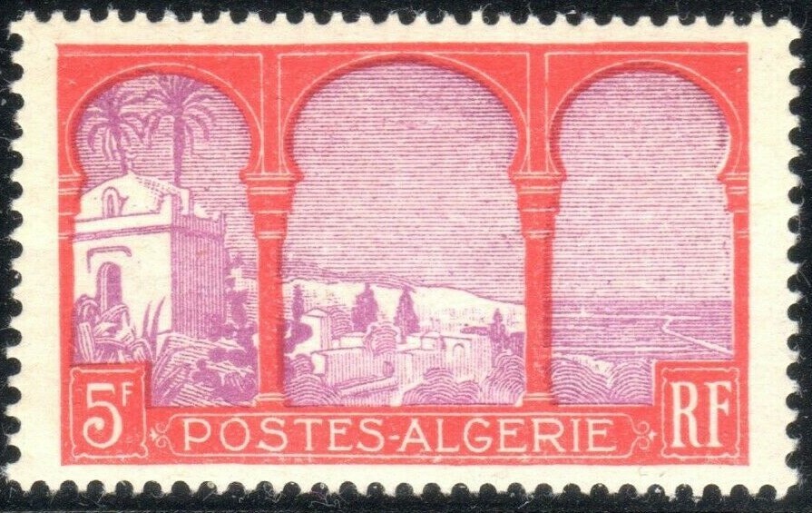 Algeria Scott #65 XF Mint Hinged Original Gum 5fr Issued 1926.