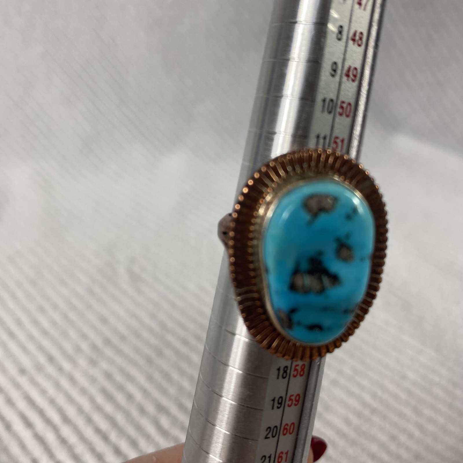 Copper Turquoise Statement Ring Oval Cabochon Sou… - image 13