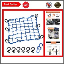 Universal 15"x15" Blue Cargo Net - Stretches to 30"x30" with Heavy Duty Hooks