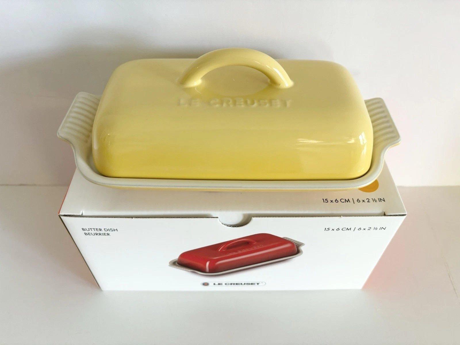 RARE Le Creuset Heritage Butter Dish New Camomille Yellow Color - New in Box