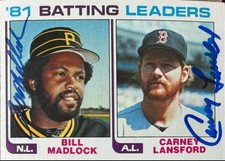 Carney Lansford & Bill Madlock Autographed 1982 Topps #161 Red Sox / Pirates Sig