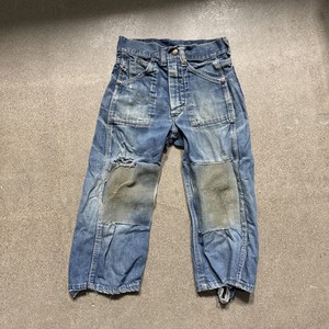 True Vintage 1940s 1950s Denim Jeans Kids Distressed Farm Pants 