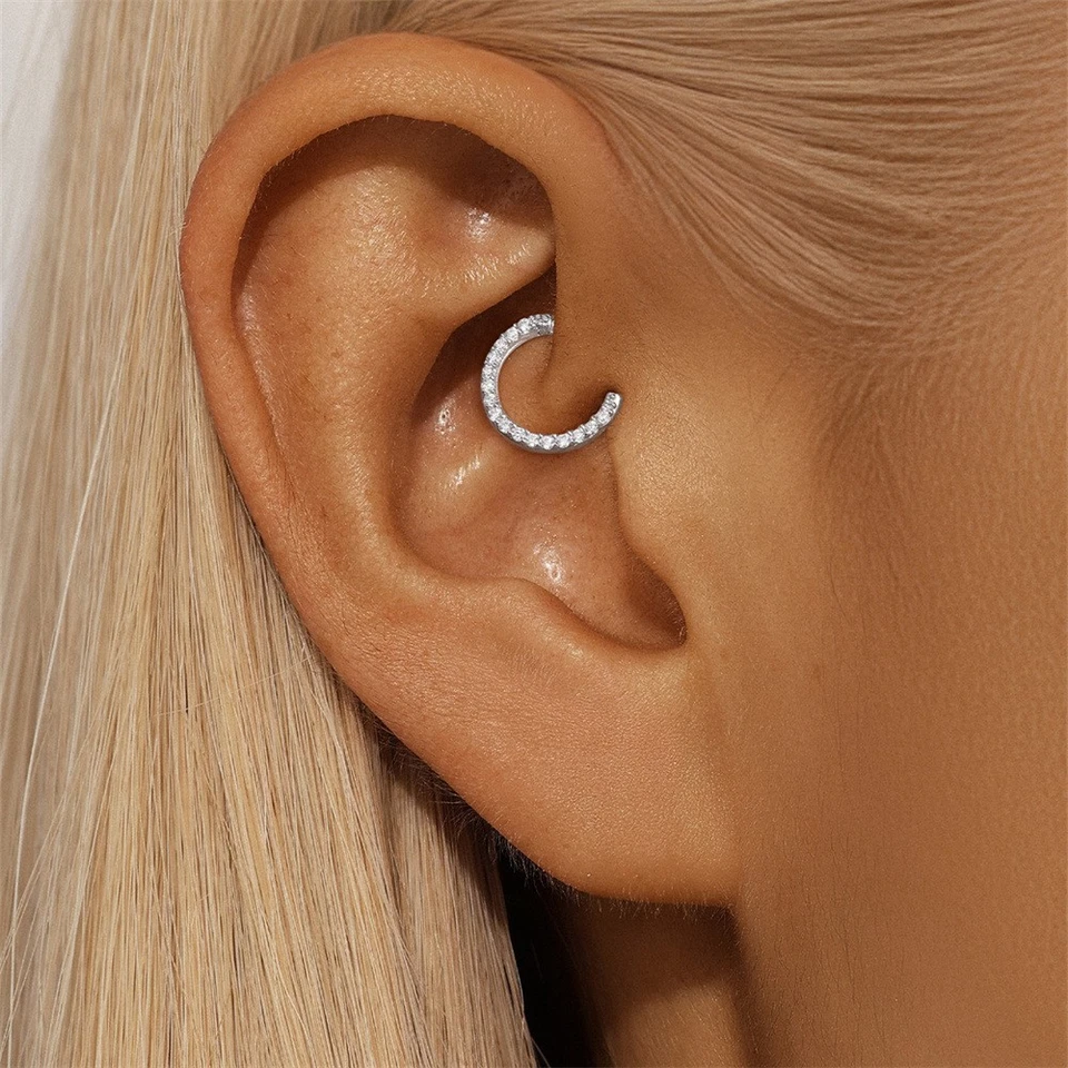 莫桑石耳环软骨螺旋 Tragus 海螺 Daith Hoops 鼻子 Septum 戒指 — 第 4/4 张图片