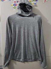 Nike Top Womens L Gray Running Long Sleeve Hoodie Funnel High Neck Dri Fit Pkt