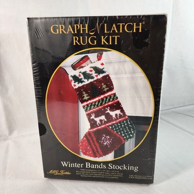 Christmas Bands Stocking Rug Kit MCG Textiles Graph N' Latch NEW Sealed 12 x 17