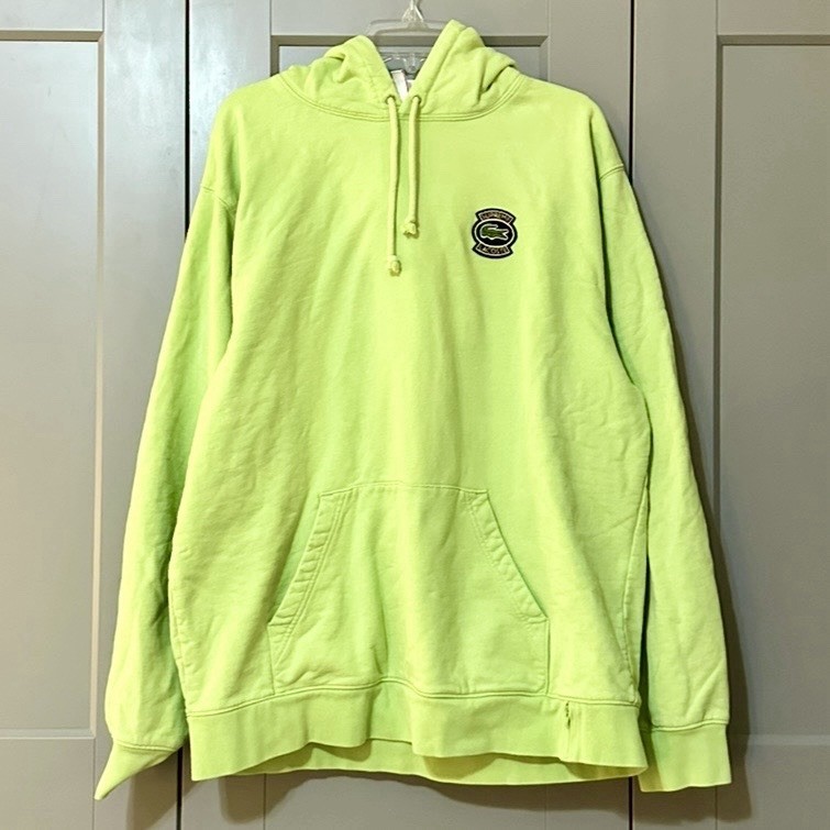 Supreme x Lacoste LIVE Hoodie SS18 Patch Logo Side Zip Pocket Green Men’s Sz XL thumbnail 2