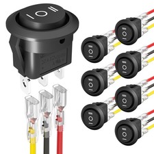 3 Way Round Rocker Switch 12V, Waterproof 3 Pin 3 Position ON/Off/ON 6A/250V ...