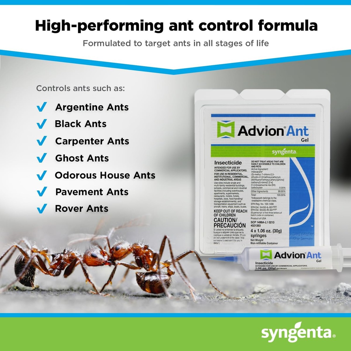 Advion 53204 Ant Control Bait Gel – 30g Tube – Kills Argentine, Black, House, Pavement Ants – Indoor/Outdoor