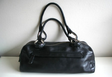 Mercer & Madison Black Leather Handbag Purse Braided Handles