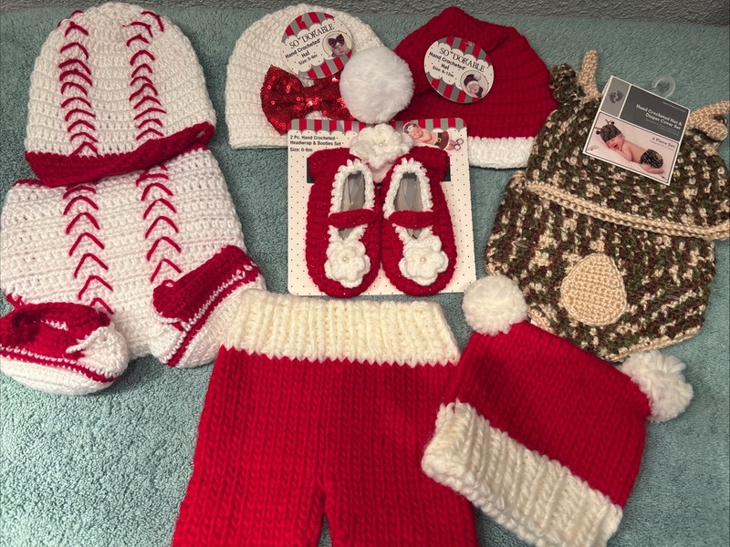Infant Crocheted Picture Props(4 Sets)all New 2 W/out Tags