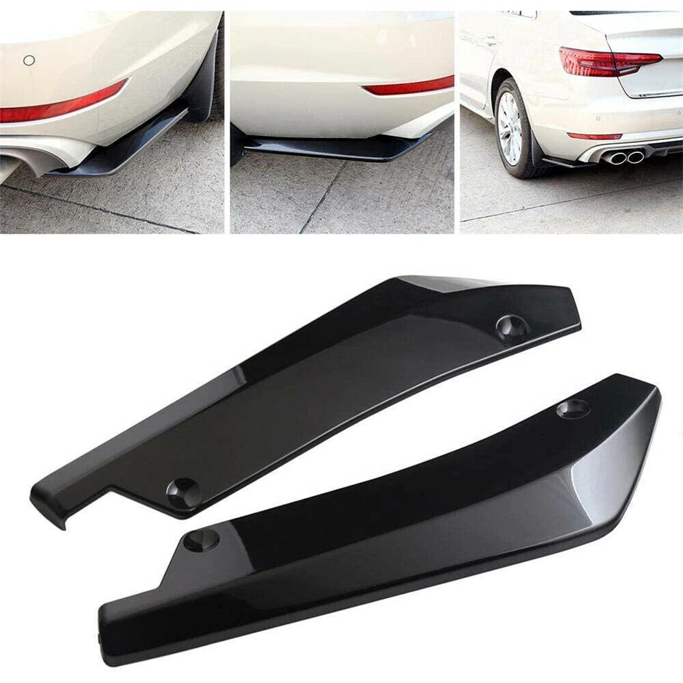 Difusor de labios divisor parachoques trasero universal para automóvil protector Canard brillo NEGRO NUEVO Foto 2 de 4