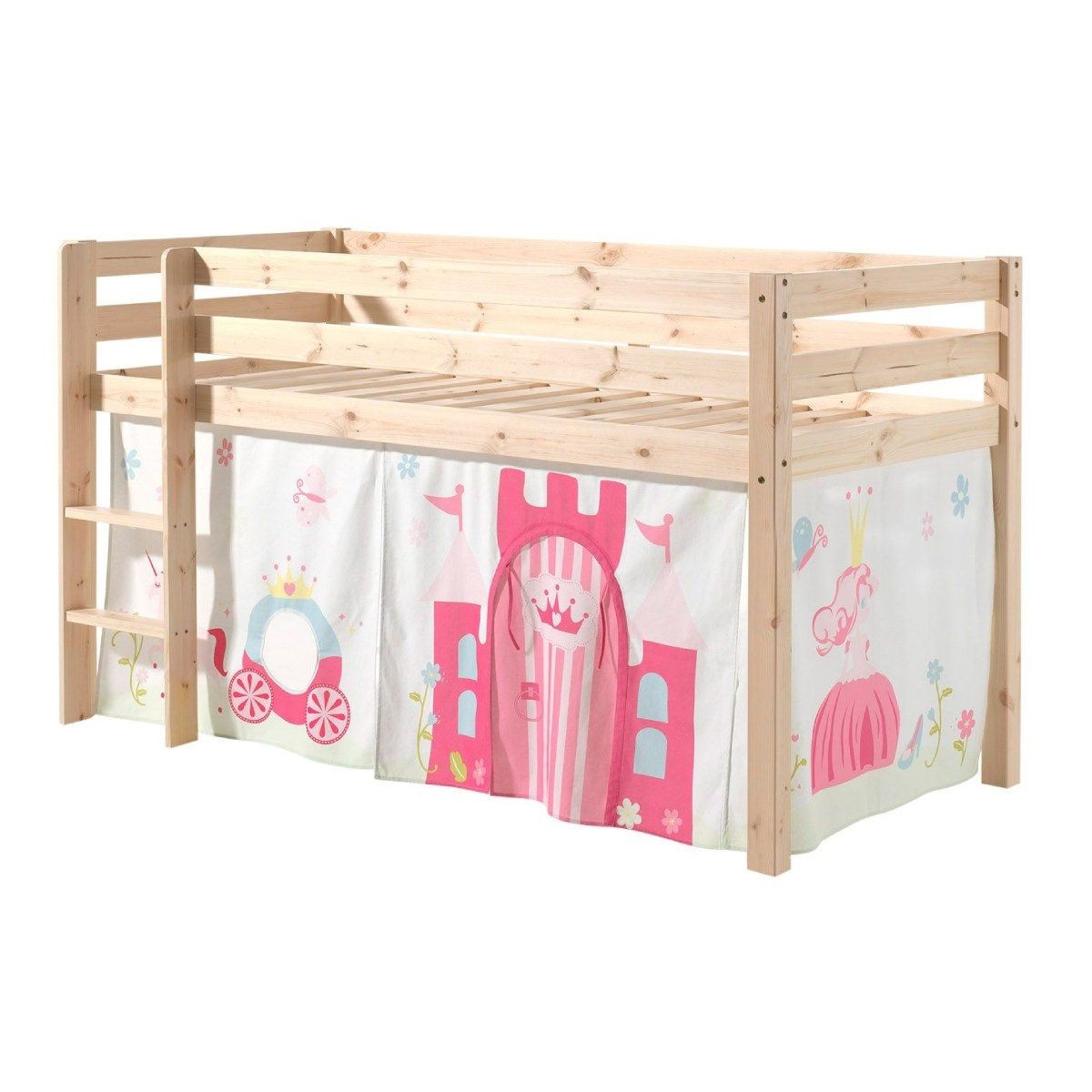Lit enfant Pino Princesse en bois naturel 90x200cm pour aménager une chambre féerique
