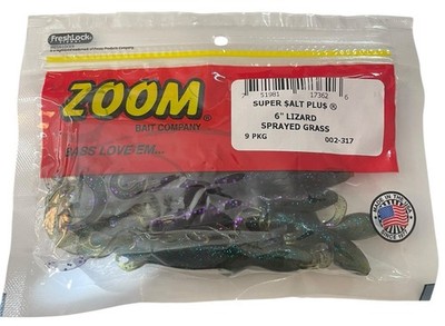Zoom 6'' Soft Plastic Lizard 9 Pack Sprayed Grass Bass Freshwater Fishing Lure