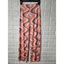 Princess Polly Multicolor Wave Stretch 70s Flare Pants Women's size 2 XS Pull On