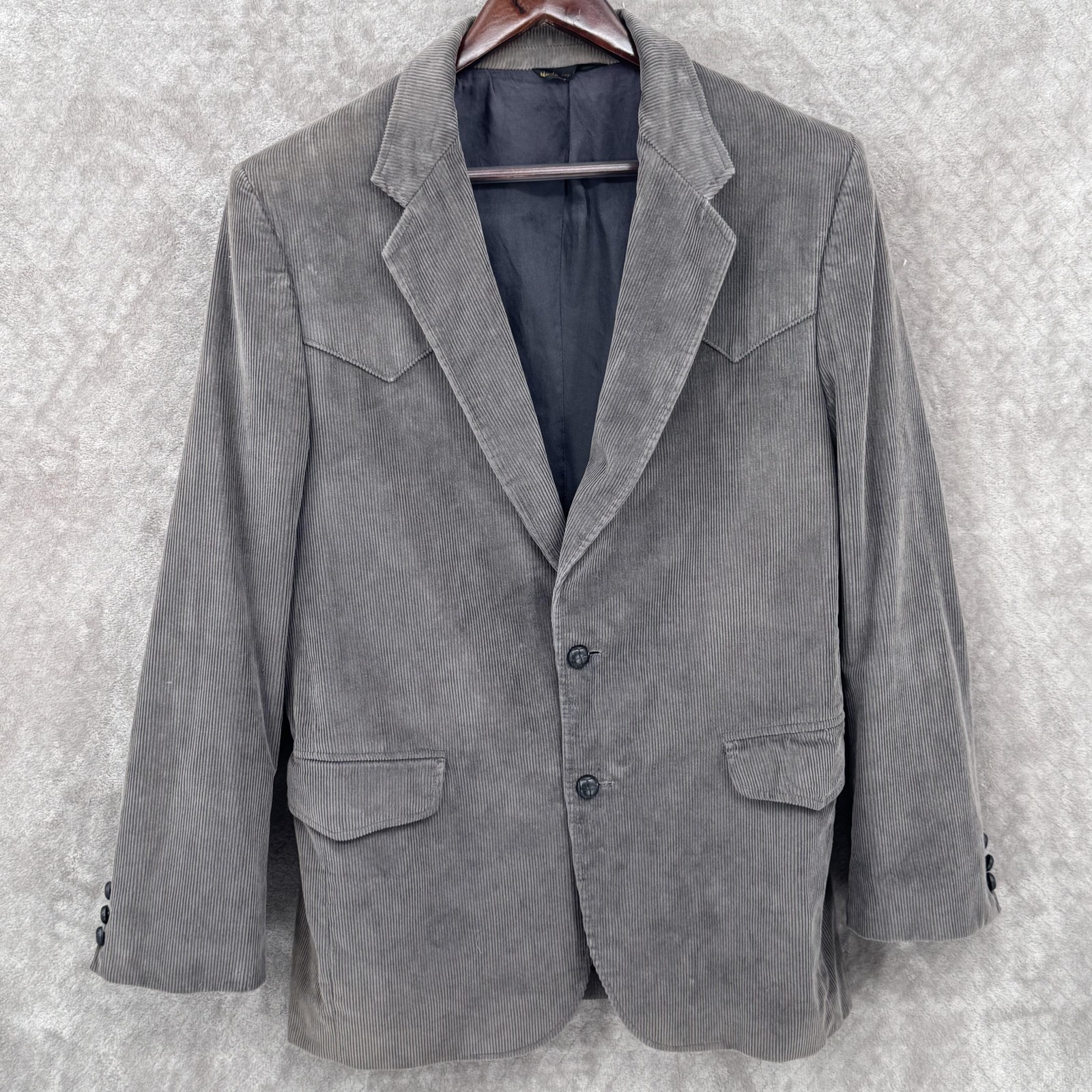 Sheplers Sport Coat Blazer Mens 42L Gray Corduroy Western Elbow Patches Cowboy