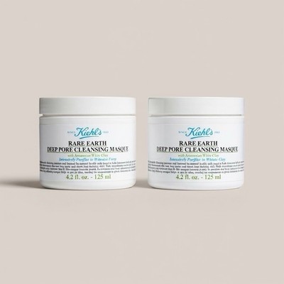 Kiehl s Rare Earth Deep Pore Cleansing Mask 4.2 oz x2 | Full Size | New