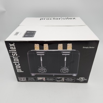 Proctor Silex Black 4 Slot Toaster Extra Wide Slots #24215G New In Box