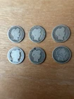 Barber Dimes Lot Of 6 90% Silver