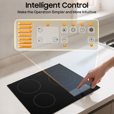24" 3-Burner Built-in Electric Cooktop Ceramic Stove Top Touch Timing 110V 2600W