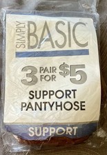 Womens Q Beige Support Pantyhose Comfort Panel Reinforced Sandal Foot 3 Pair USA