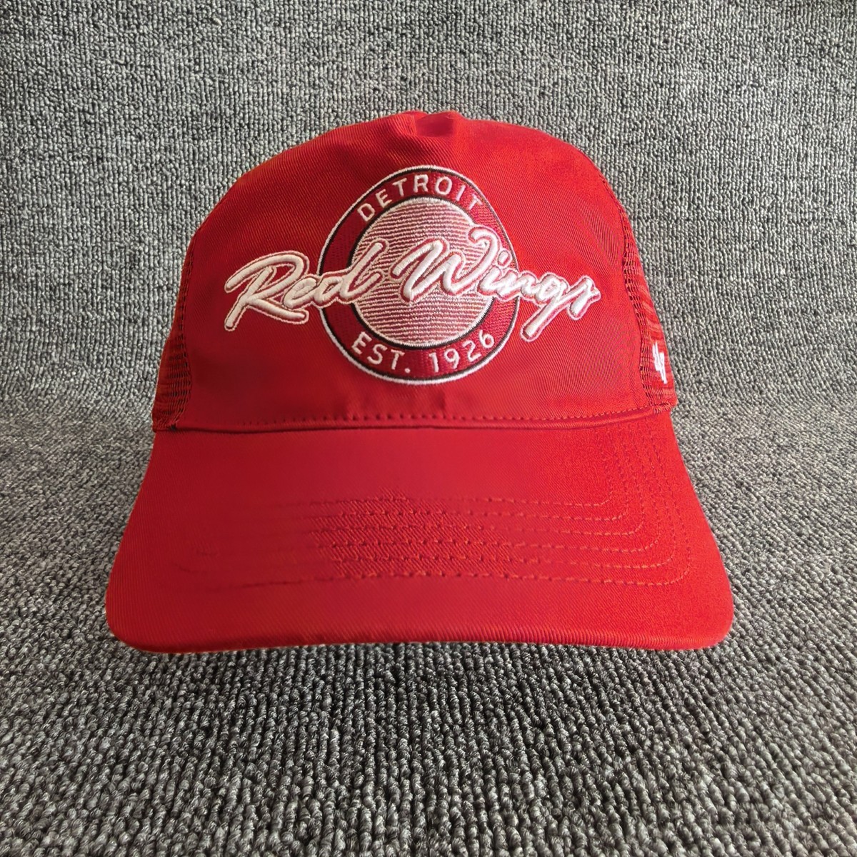 '47 Brand Detroit Red Wings NHL Trucker Snapback Hat Red Script Logo C