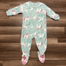 Carter's Footie Pajama Kids 18M Mint Green New Unicorn Fleece 2-Way Zip 6T140110