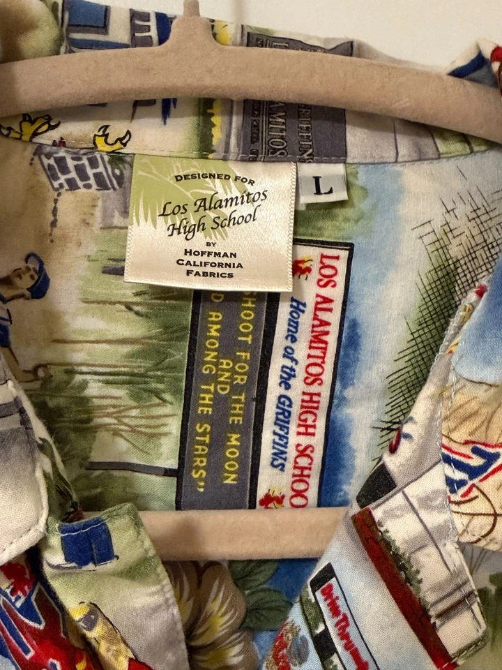 Camisa Hoffman California Fabrics Los Alamitos High School Aloha G Vintage Masculina - Imagem 3 de 4