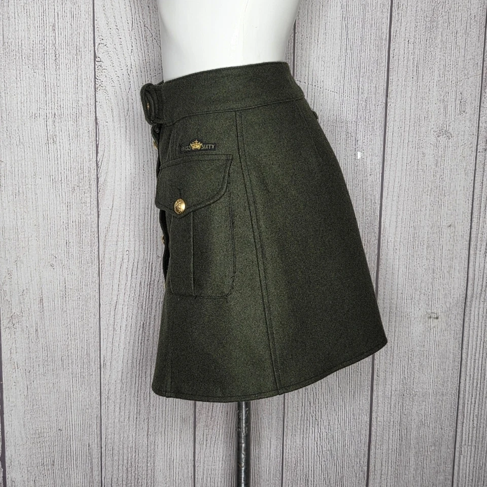 Minifalda militar de colección Y2K Miss Sixty mezcla de lana línea A hecha en Italia, talla Med. Foto 4 de 4