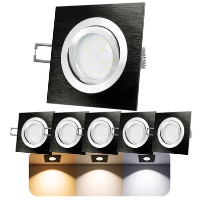 6x QF-2 Einbaustrahler 4W LED Lichtfarbe warm neutral kalt schwenkbar schwarz - Bild 1 von 4
