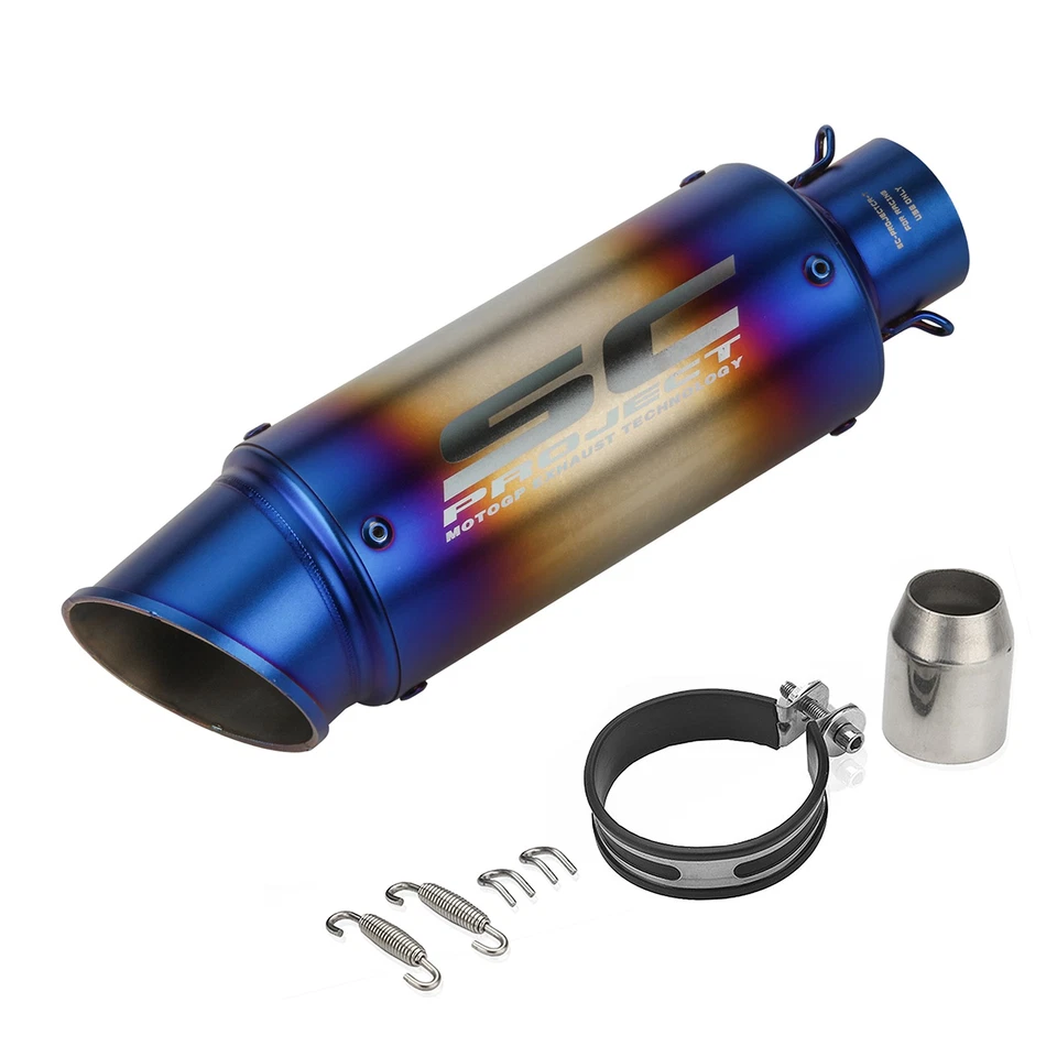 SC 38mm-51mm Universal Exhaust Muffler Tail Pipe Blue For Motorcycle Dirt Bike Foto 2 de 4