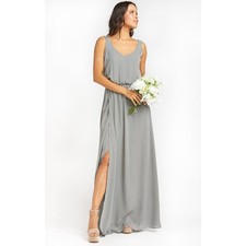 Show Me Your Mumu Kendall Maxi Dress in Soft Charcoal Crisp XS NWT