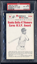 1960 NU-CARD BASEBALL #20 Ernie Banks Cubs PSA 8 belts 47 Homers earns MVP award