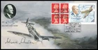 JOHNNIE JOHNSON Signed 1995 GB RJ Mitchell Spitfire Booklet Pane Bradbury FDC St