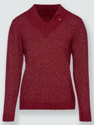 Heine Boucle` Damen Pullover Strickpullover Wollpullover rot Gr. 50 *NEU*