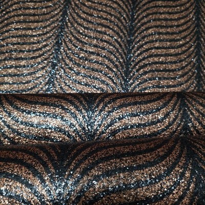 Black copper bronze Natural Terra Mica Stone art deco feather pattern Wallpaper