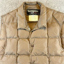 Tempco Down Insulated Goose Down Vintage Vest Brown Unisex Size Medium