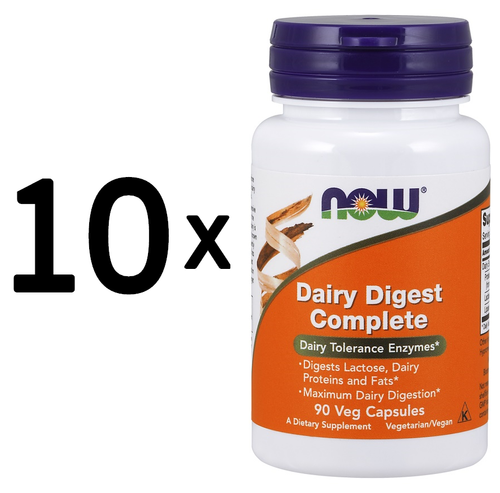 10 x NOW Foods Dairy Digest Complete - 90 vcaps (155,54 EUR/kg ...