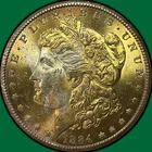 1884-CC Golden Toning Morgan Dollar Brilliant Uncirculated BU Coin #38688