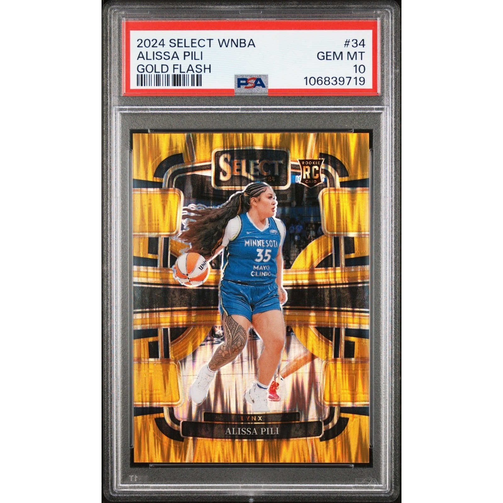 2024 Panini Select WNBA #34 Alissa Pili Gold Flash Prizm Pop 2 PSA 10 /10