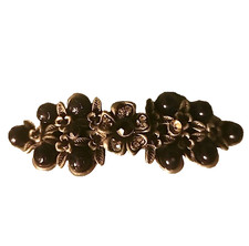 Hair Barrette Clip Black Rhinestone AS IS Read 2 3/4" Long