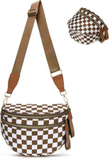 Checkered Crossbody Bum Bags for Women, Spacious Nylon Bum Bag Witn Adjustable S
