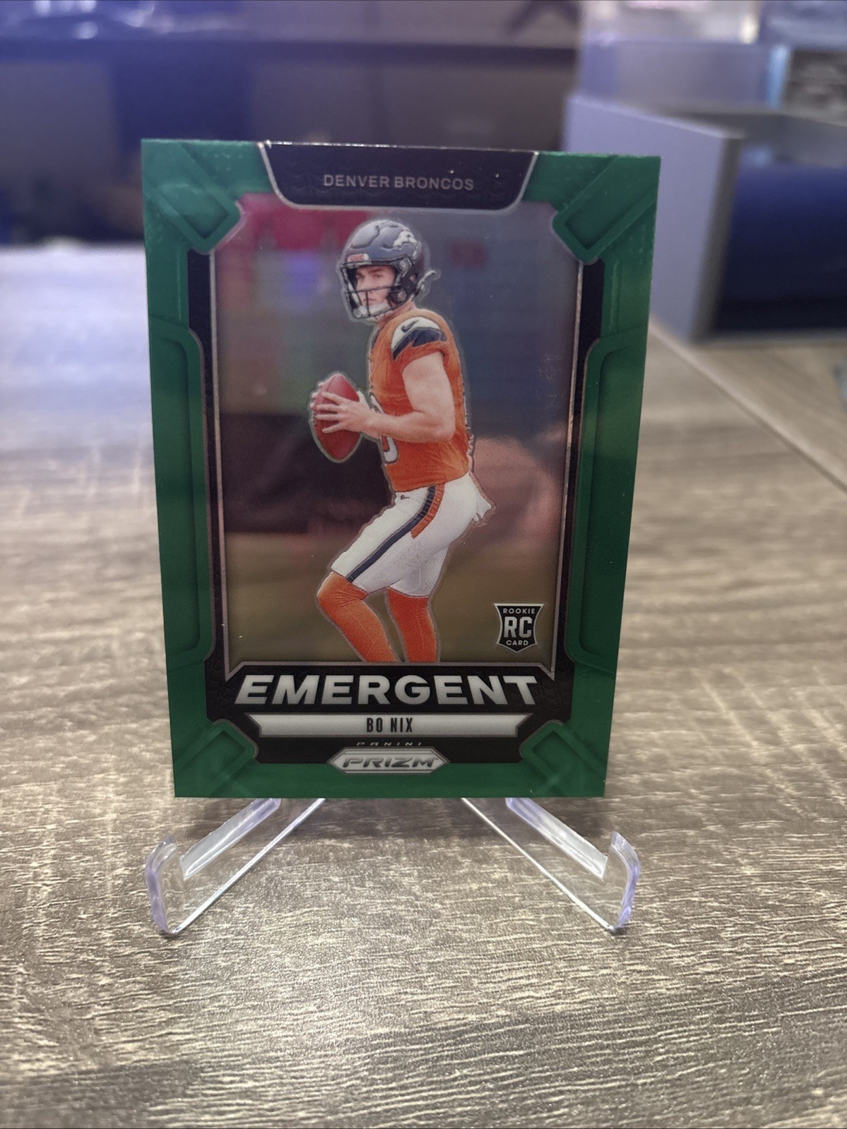 Bo Nix 2024 Panini Prizm #3 Emergent Green Prizm RC Rookie