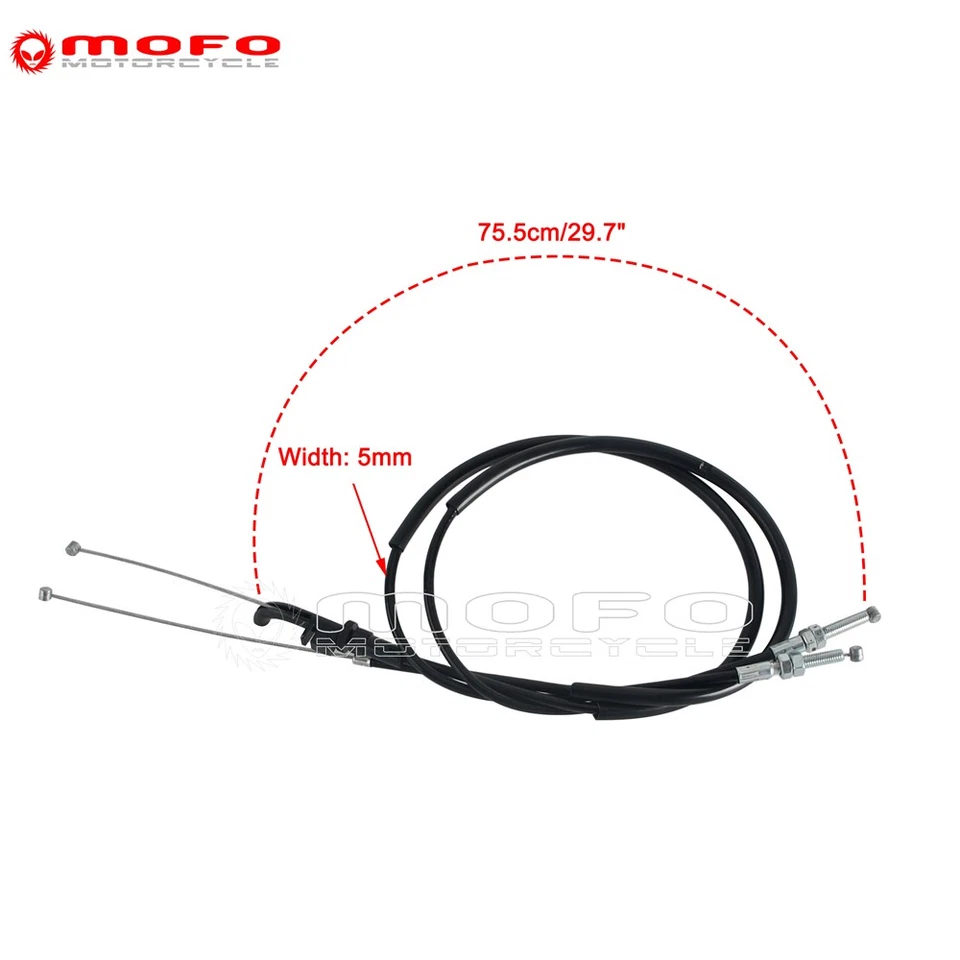29.7" Black Stainless Throttle Cable Wires Fit For Kawasaki Ninja 250R 2008-2012 - Image 2 of 4