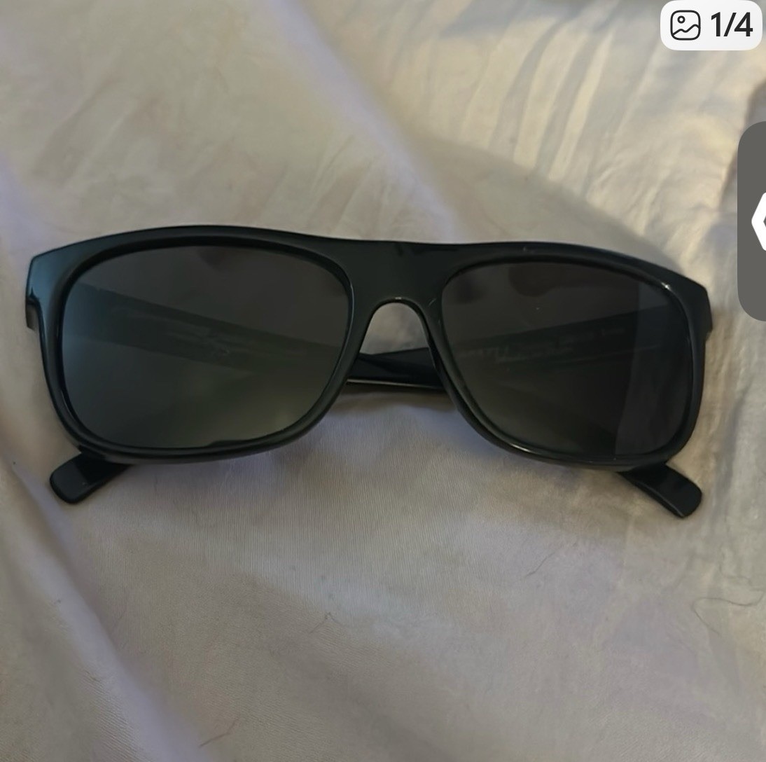 Men's Black Rectangular Plastic Sunglasses Solid … - image 1