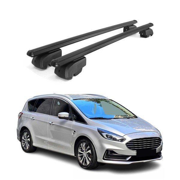 DachträGer GrundtäGer FüR Ford S-Max 2015-2023 75Kg Alu Schwarz 2 Tlg-image